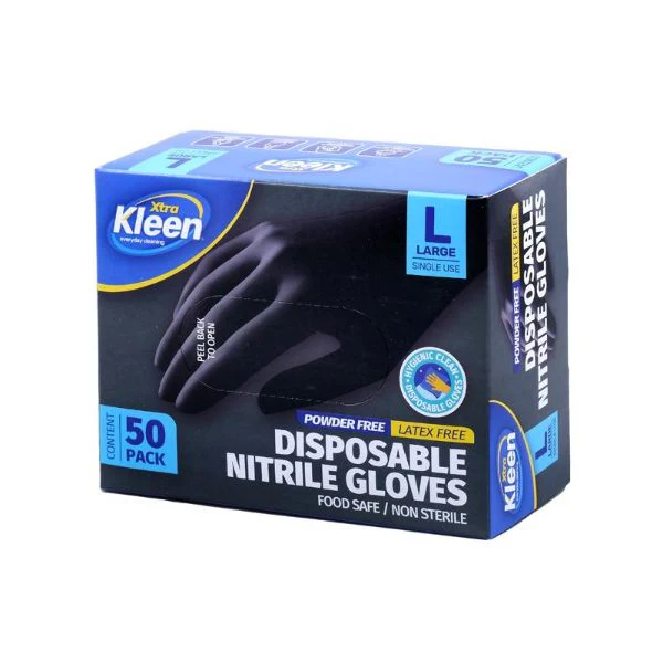 50 Pack Black Large Powder Free Disposable Gloves - Image 3