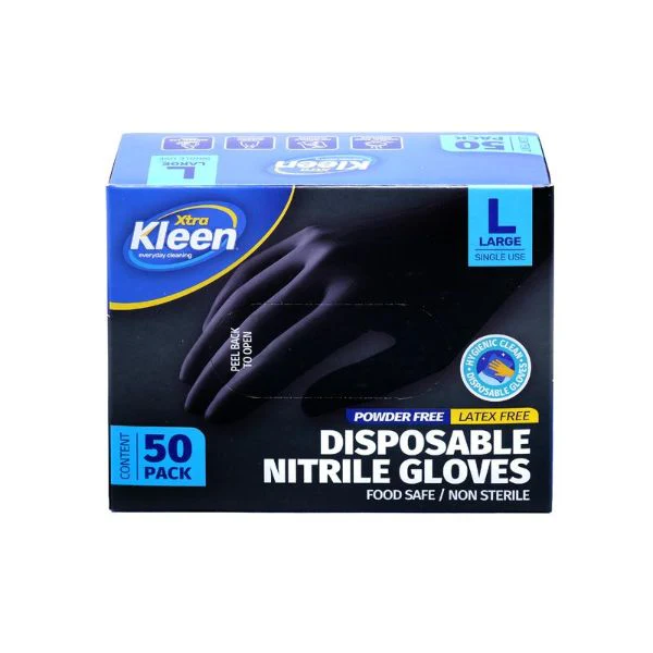 50 Pack Black Large Powder Free Disposable Gloves - Image 4