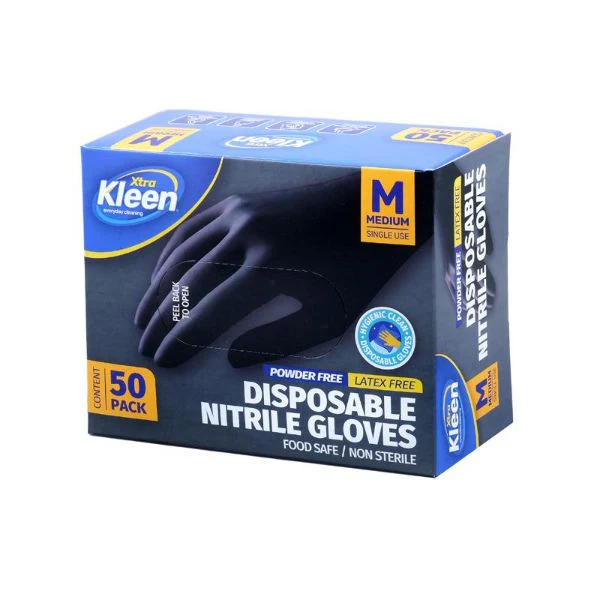 50 Pack Black Medium Powder Free Disposable Gloves - Image 3