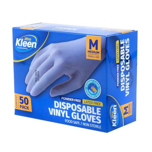 50 Pack Medium Vinyl Disposable Gloves - Image 3
