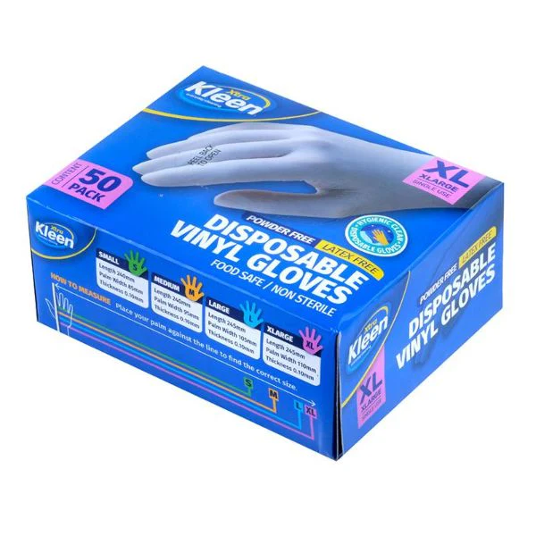 50 Pack X-Large Vinyl Disposable Gloves - Image 4