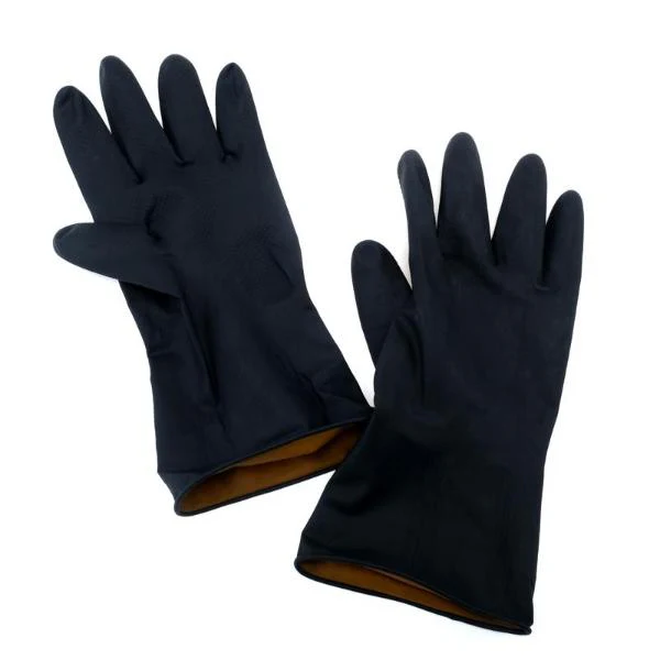 Black Heavy Duty Latex Rubber Gloves - Image 2