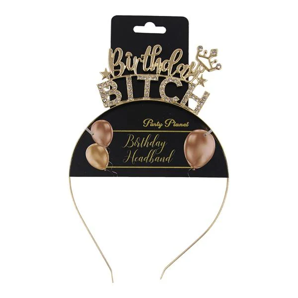 Gold Birthday Bitch Headband