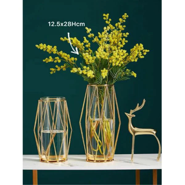 Gold Decorative Glass Vase - 12.5cm x 28cm - Image 2