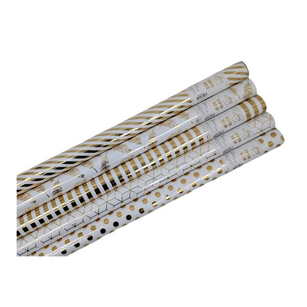 Assorted Gold Foiled Everyday Gift Wrap - 70cm x 200cm