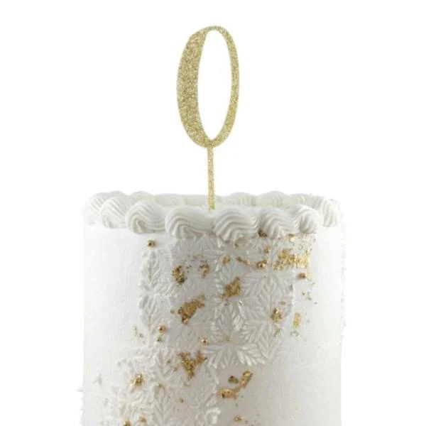 Gold Glitter Acrylic Number 0 Cake Topper