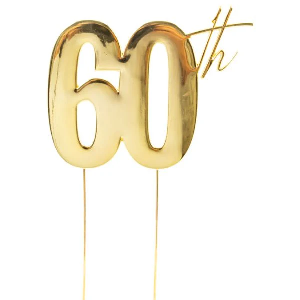 60th Gold Medal Cake Topper - 9cm - Image 3