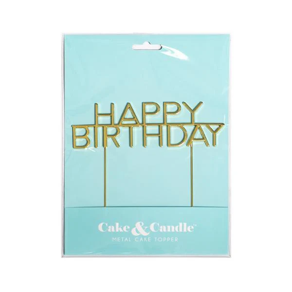 Gold Metal Happy Birthday Cake Topper