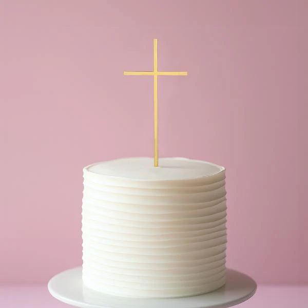 Gold Fine Cross Cake Topper