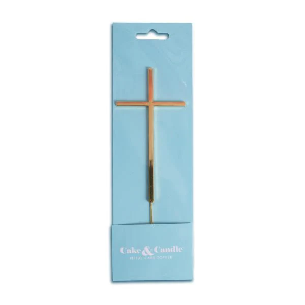 Gold Fine Cross Cake Topper - Image 4