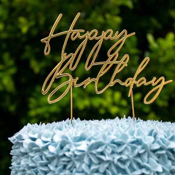 Gold Metal Birthday Cake Topper - Image 3
