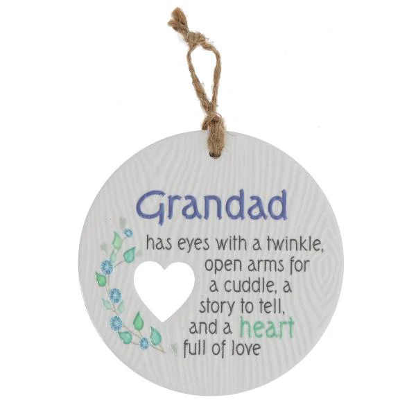 Ceramic Piece Of My Heart Grandad Hanging Plaque