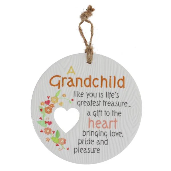 Ceramic Piece Of My Heart Grandchild Hanging Plaque