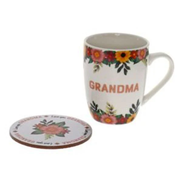 2 Pack Grandma Tropic Floral Mug Coaster Set - 250ml - Image 2
