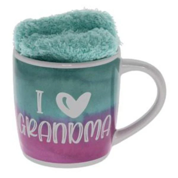 Ceramic Grandmas Relaxing Coffee Mug With Fluffy Socks - 250ml
