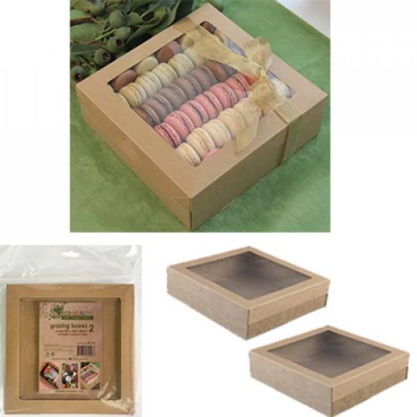 2 Pack Small Eco Kraft Grazing Box With Lid - 22.5cm x 22.5cm x 6cm - Image 3