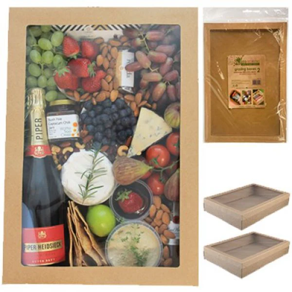 2 Pack Extra Large Eco Kraft Grazing Box With Lid - 45cm x 31cm x 8cm - Image 3