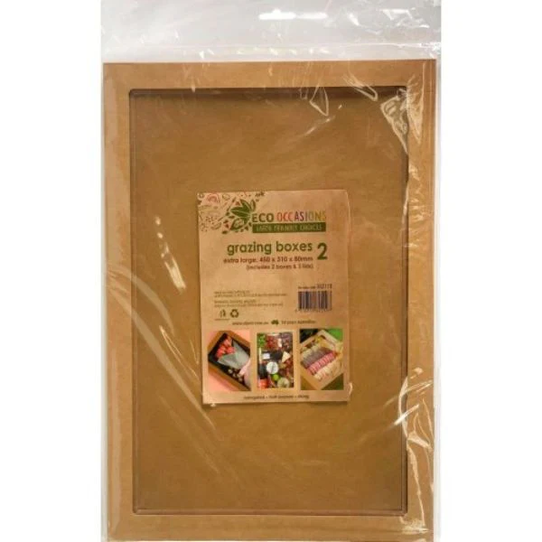 2 Pack Extra Large Eco Kraft Grazing Box With Lid - 45cm x 31cm x 8cm - Image 4