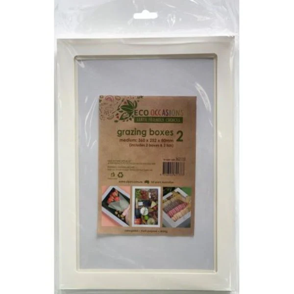 2 Pack Medium White Grazing Box With Lid - 36cm x 25.2cm x 8cm - Image 3