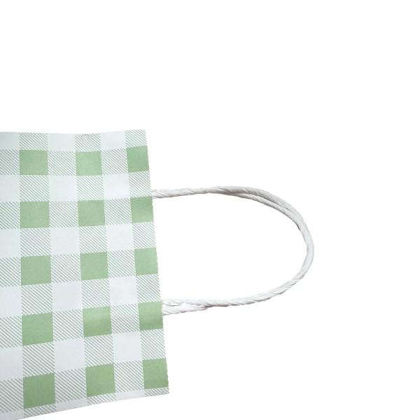 10 Pack Green Gingham Paper Bag - 15cm x 8cm x 12cm - Image 4