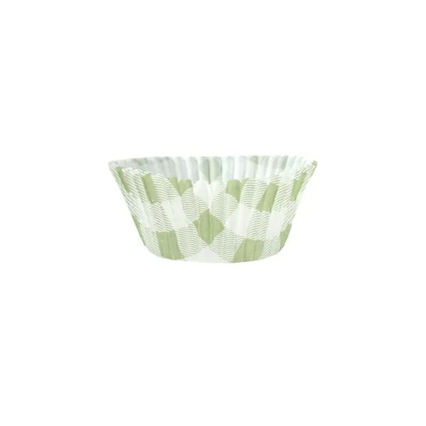 25 Pack Green Gingham Cupcake Cup - 7cm x 3cm x 5cm