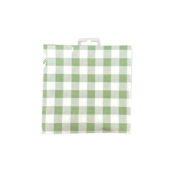 25 Pack Green Gingham Lunch Napkin - 33cm x 33cm - Image 5