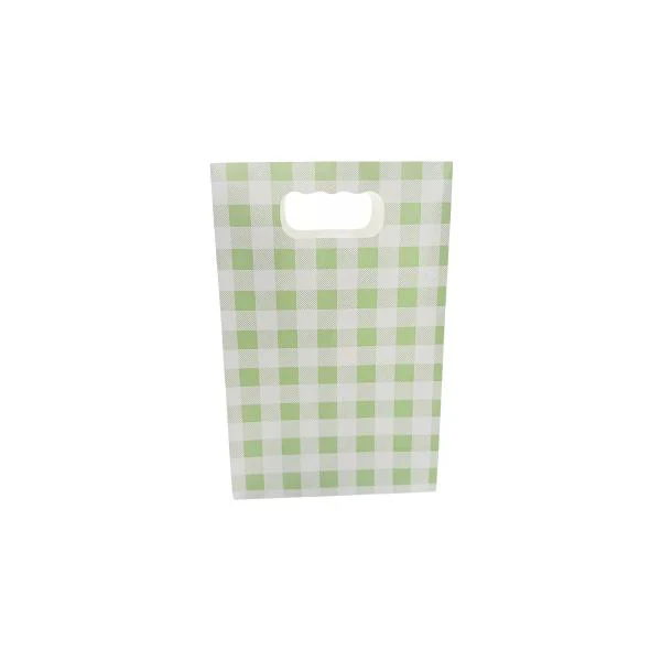 6 Pack Green Gingham Paper Bag - 12cm x 6cm x 18.5cm