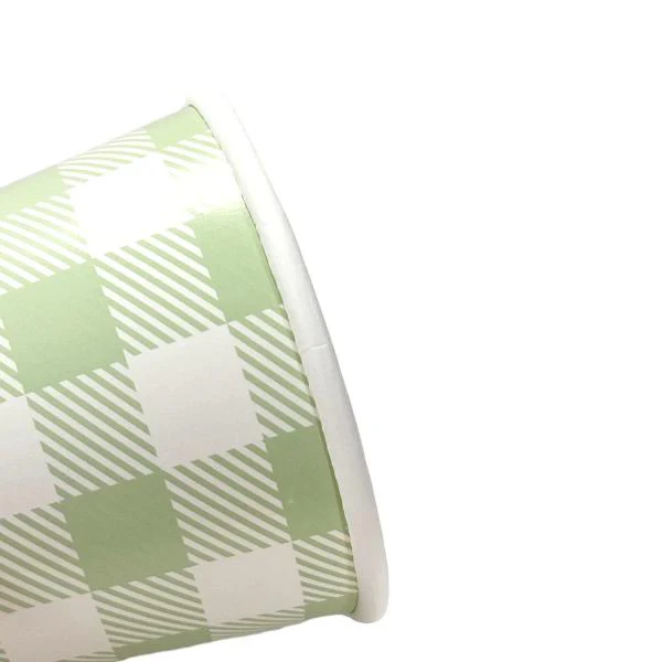10 Pack Green Gingham Paper Tub - 473ml - Image 4