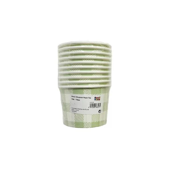 10 Pack Green Gingham Paper Tub - 473ml - Image 5