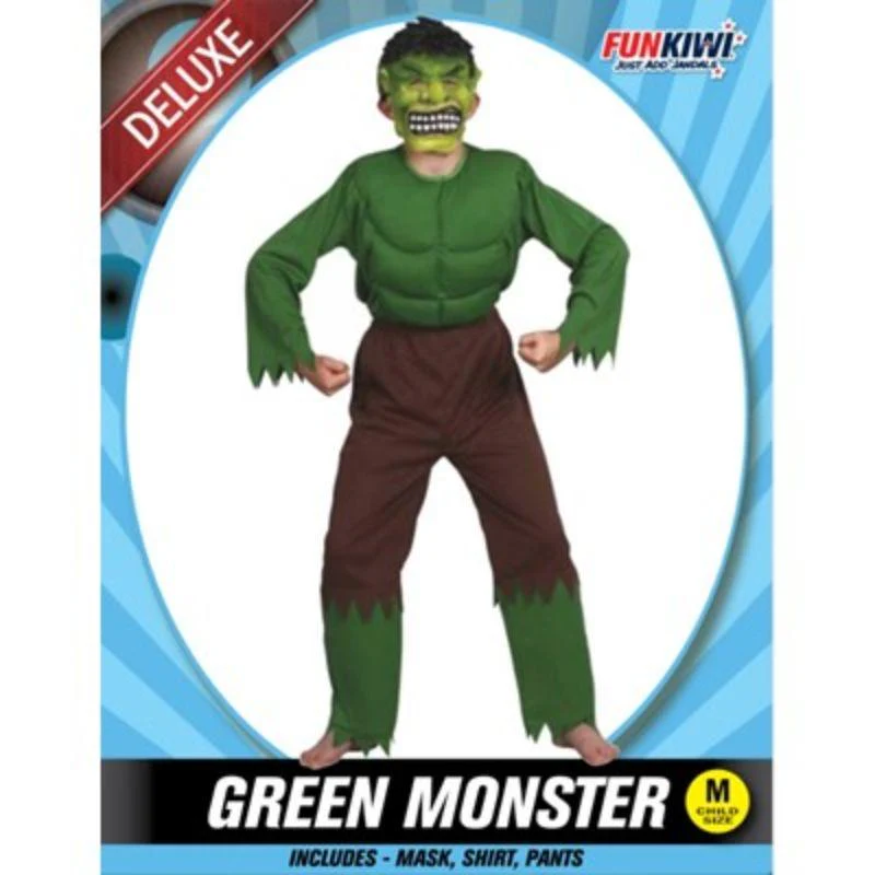 Boys Deluxe Green Monster Costume - M