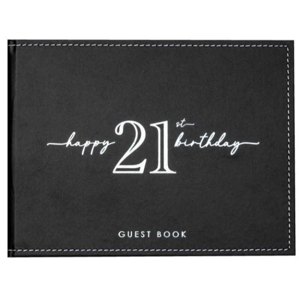 Black 21st Guest Book - 23cm x 18cm
