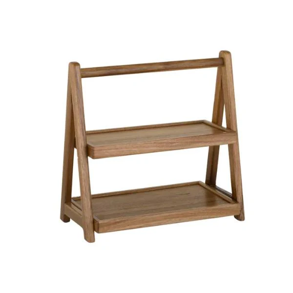Natural Gusto Wood 2 Tier Shelf - 35cm x 19cm x 35cm