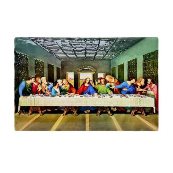 Ceramic Rectangular Religious Plaque With Image Of The Last Supper - 29cm x 20cm