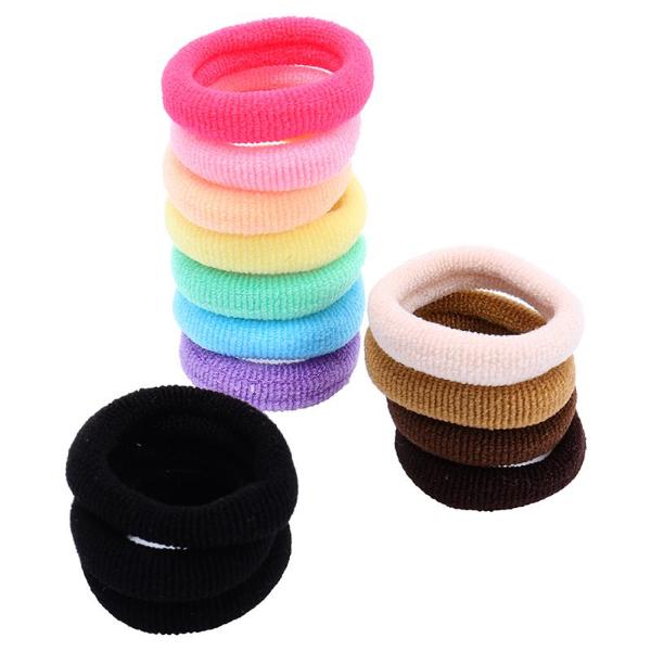 100 Pack Metal Free Fabric Hair Elastic Ties - 02.5cm - Image 2