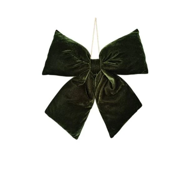 Dark Green Velvet Hanging Bow - 30cm x 34cm
