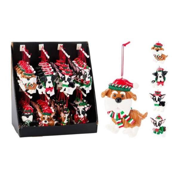 Christmas Dog Hanging Deco Clay - 10cm