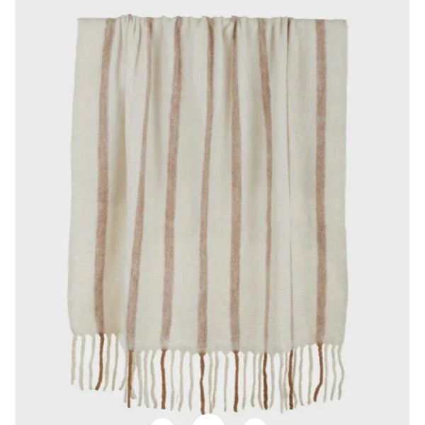 Ivory & Tan Hanna Wool Blend Throw - 125cm x 150cm