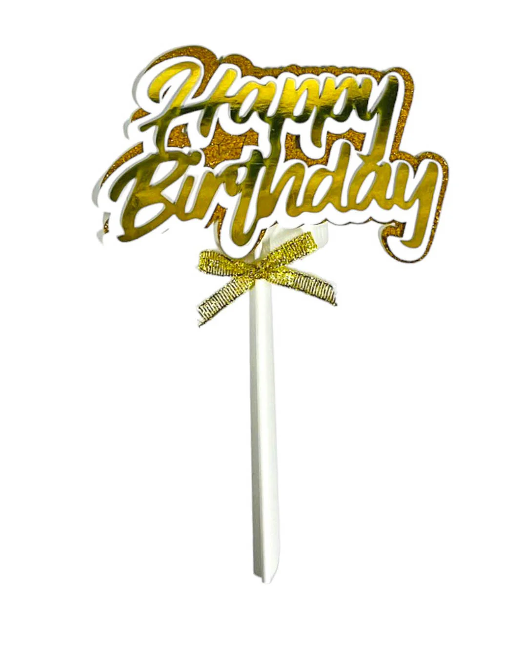 Gold Or Black Happy Birthday Cake Topper - Image 2
