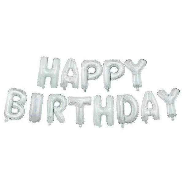 Shiny Silver Happy Birthday Foil Balloon