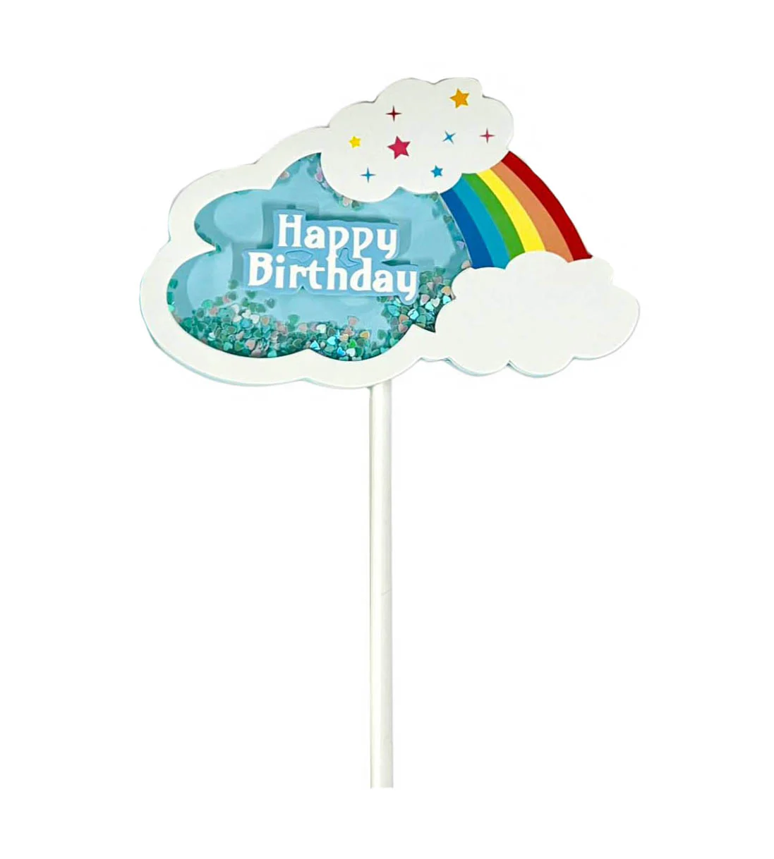 Rainbow Glitter Happy Birthday Cake Topper - Image 4