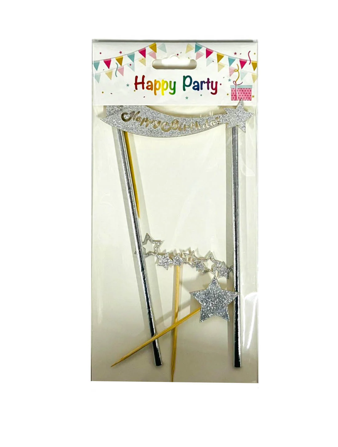 4 Pack Star Happy Birthday Cake Topper - Image 2