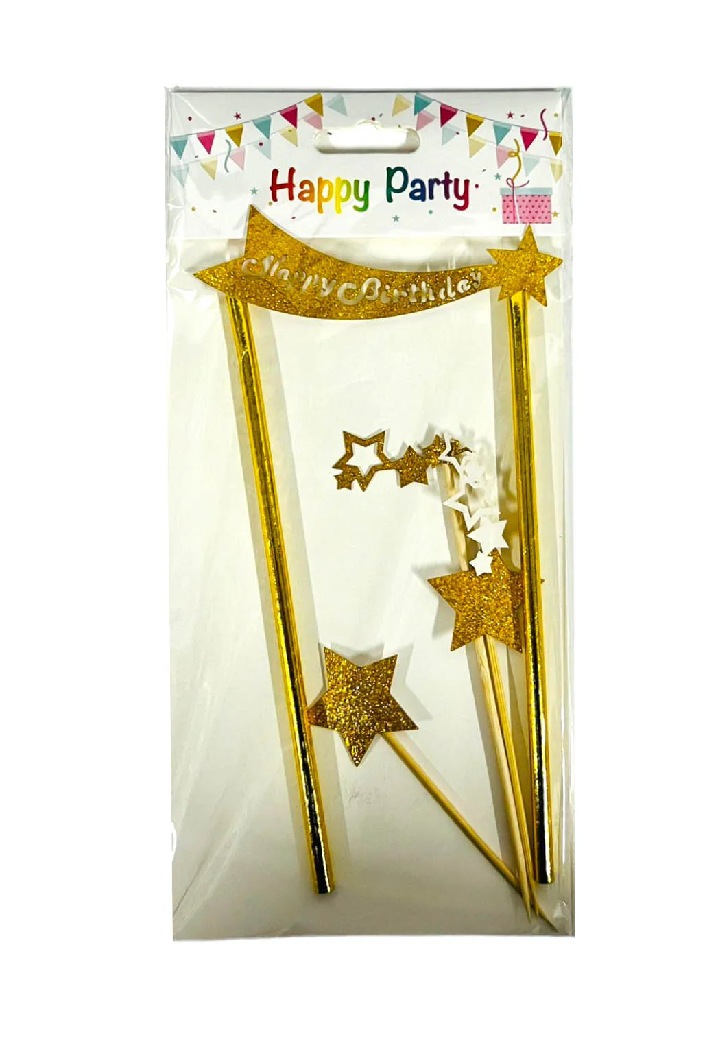 4 Pack Star Happy Birthday Cake Topper - Image 3