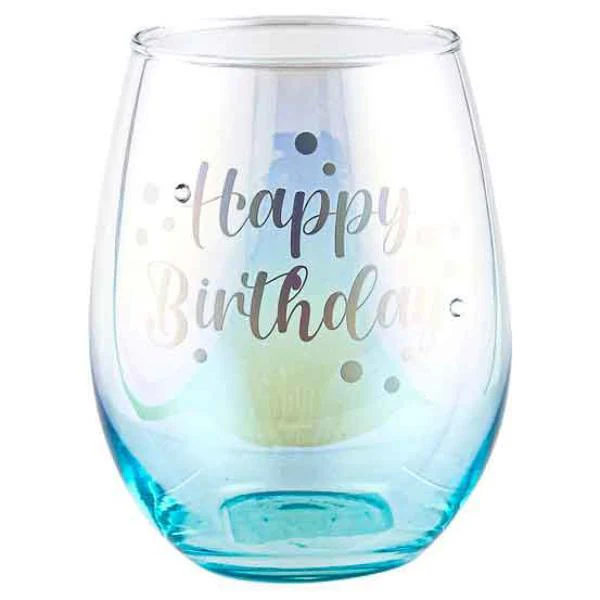 Happy Birthday Stemless Holographic Glass - 560ml