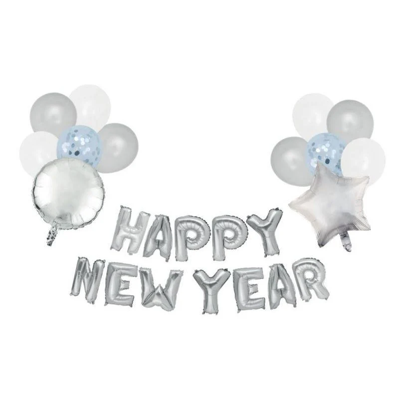 Silver Happy New Year Balloon Set