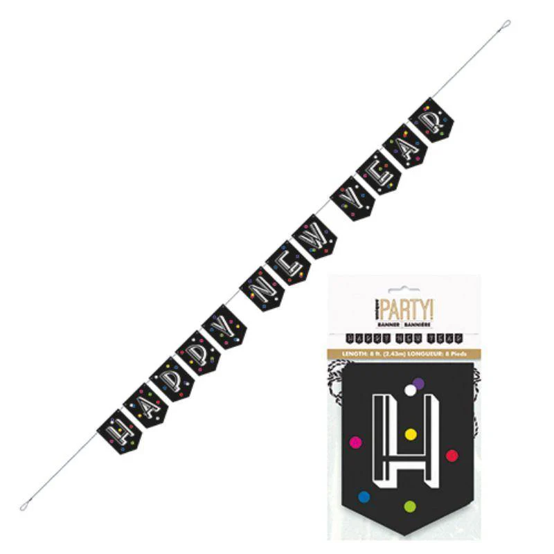Happy New Year Neon Dots Block Banner - 2.43m