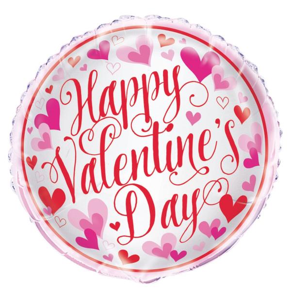 Red & Pink Hearts Happy Valentines Day Foil Balloon - 45cm