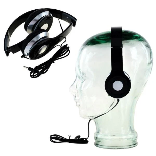 Black Universal Jack Padded Foldable Headphones - 1.1m - Image 2