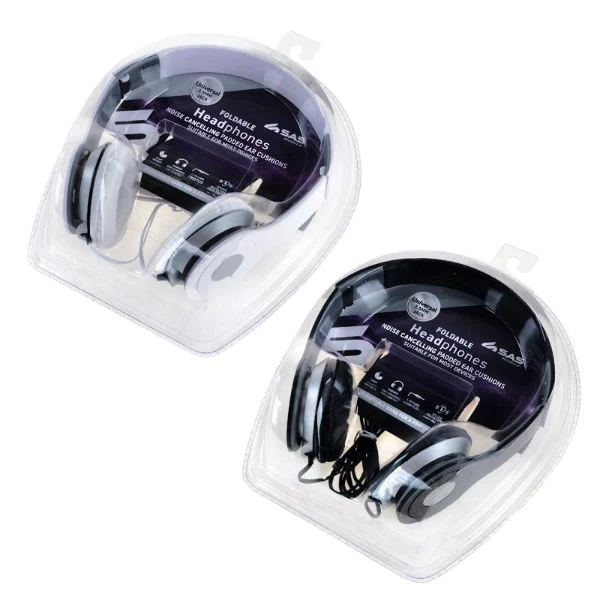Black Universal Jack Padded Foldable Headphones - 1.1m - Image 3