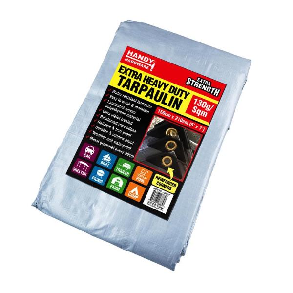 Grey Heavy Duty 130gsm Tarpaulin - 150cm x 210cm - Image 3