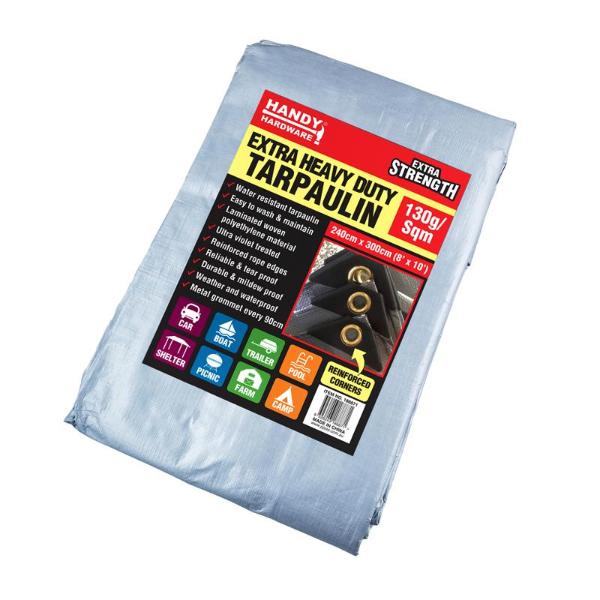 Grey Heavy Duty 130gsm Tarpaulin - 240cm x 300cm - Image 3